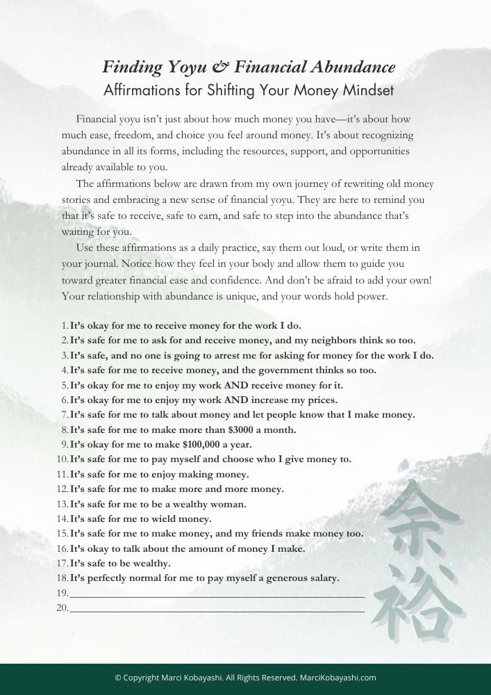 Finding Yoyu and Financial Abundance - Affirmations