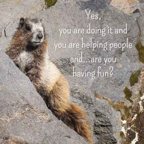 Yes, you are doing it and you are helping people and...Are you having fun? | A message brought to you with love, light and blessings from Marci Kobayashi at marcikobayashi.com