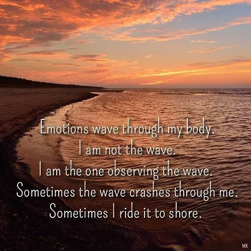 Emotions wave through my body. I am not the wave. I am the one observing the wave. Sometimes the wave crashes through me. Sometimes I ride it to shore. | A message brought to you with love, light and blessings from Marci Kobayashi at marcikobayashi.com