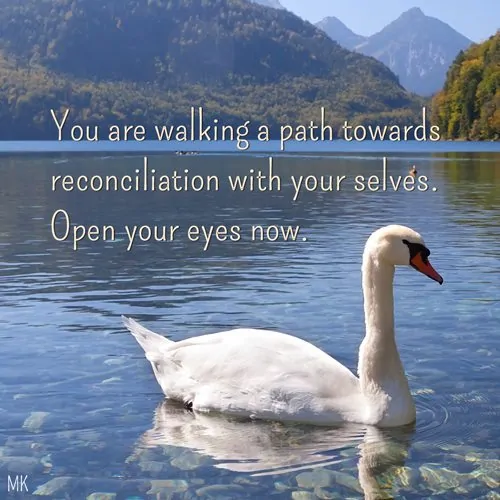 You are walking this path towards reconciliation with your selves. Open your eyes now. | A message brought to you with love, light and blessings from Marci Kobayashi at marcikobayashi.com